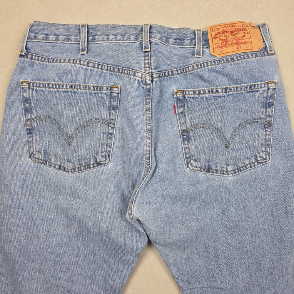 Levi Strauss Co Mens Jeans 501 Button Fly Blue Light Wash Y2K Distressed 38x32 - Picture 5 of 14